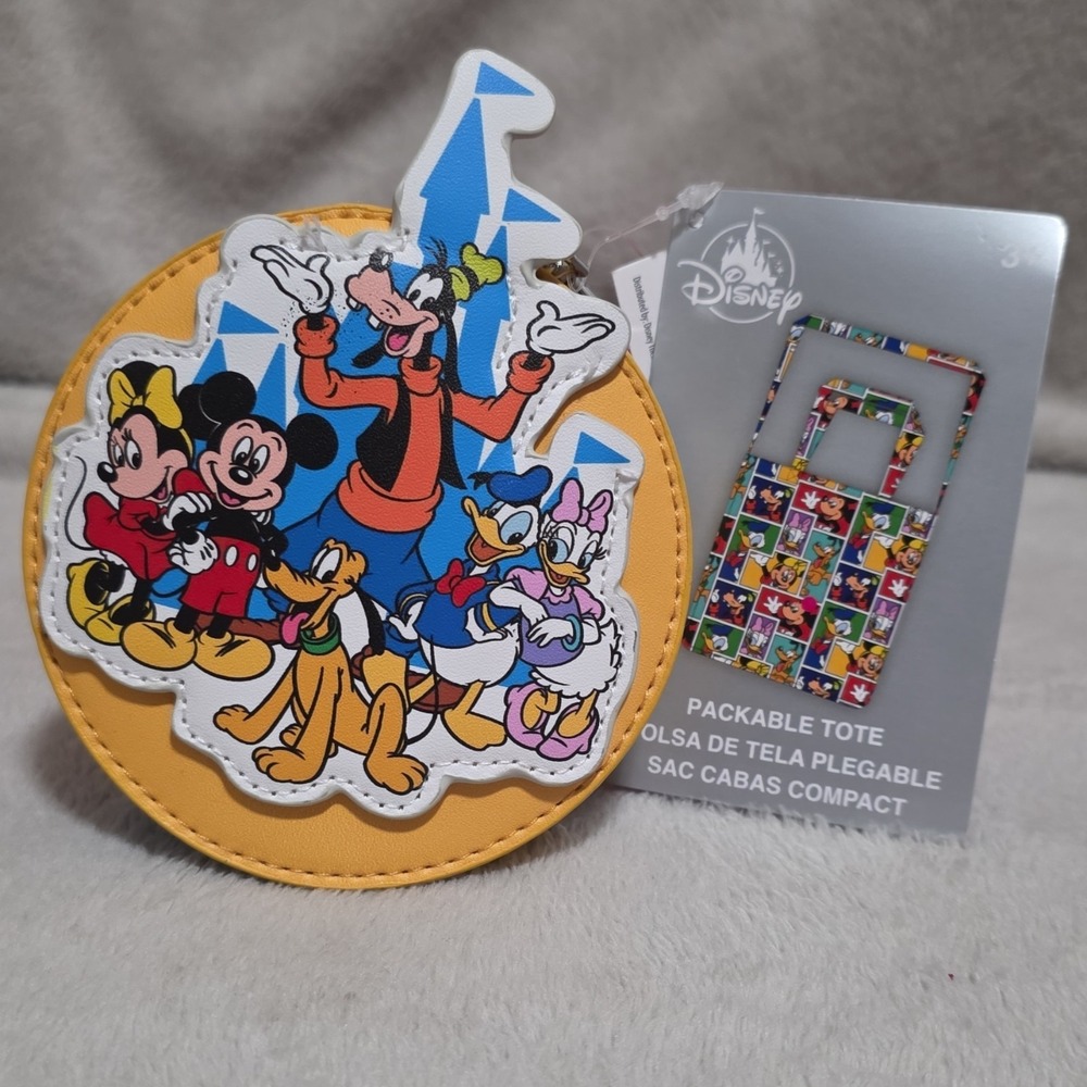 Disney Packable Tote Bag Zippered Pouch Mickey Minnie Goofy Donald Daisy